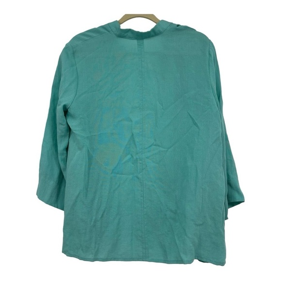 Fridaze Bright Blue 100% Linen Cardigan Coastal Grandma Made in Hong Kong Medium - Picture 2 of 6